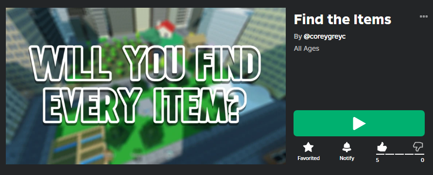 Find The Items - A find the game on Roblox I created.